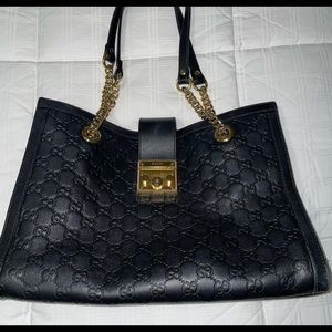 Gucci medium black padlock shoulder bag